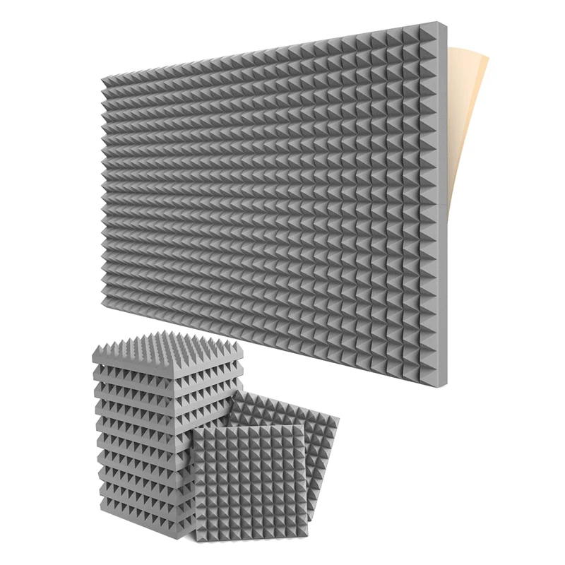 

12 Pack Self-Adhesive Sound Proof Foam Panels 2X12x12 Inch Pyramid Design Acoustic Foam,For Home Studio