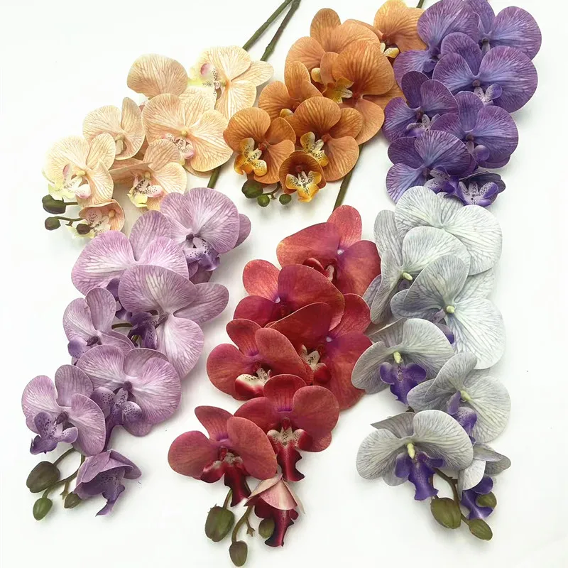 Искусственная бабочка орхидея цветочная ветка 7 головок латексный фаленопсис Real