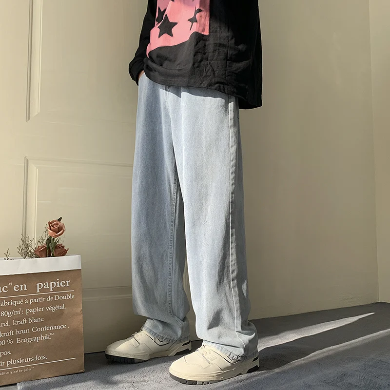 Blue Black Baggy Jeans Men Fashion Retro Casual Straight Jeans Men Streetwear Hip-hop Loose Denim Pants Mens Trousers S-2XL