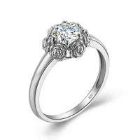14k white gold moissanite band ring women rose flower rings 100 real 925 sterling silver fine jewelry for engagement