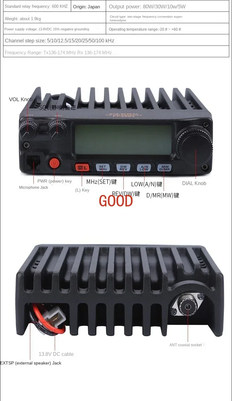 FT-2980R очень высокочастотное переговорное устройство 80 Вт высокомощное морское