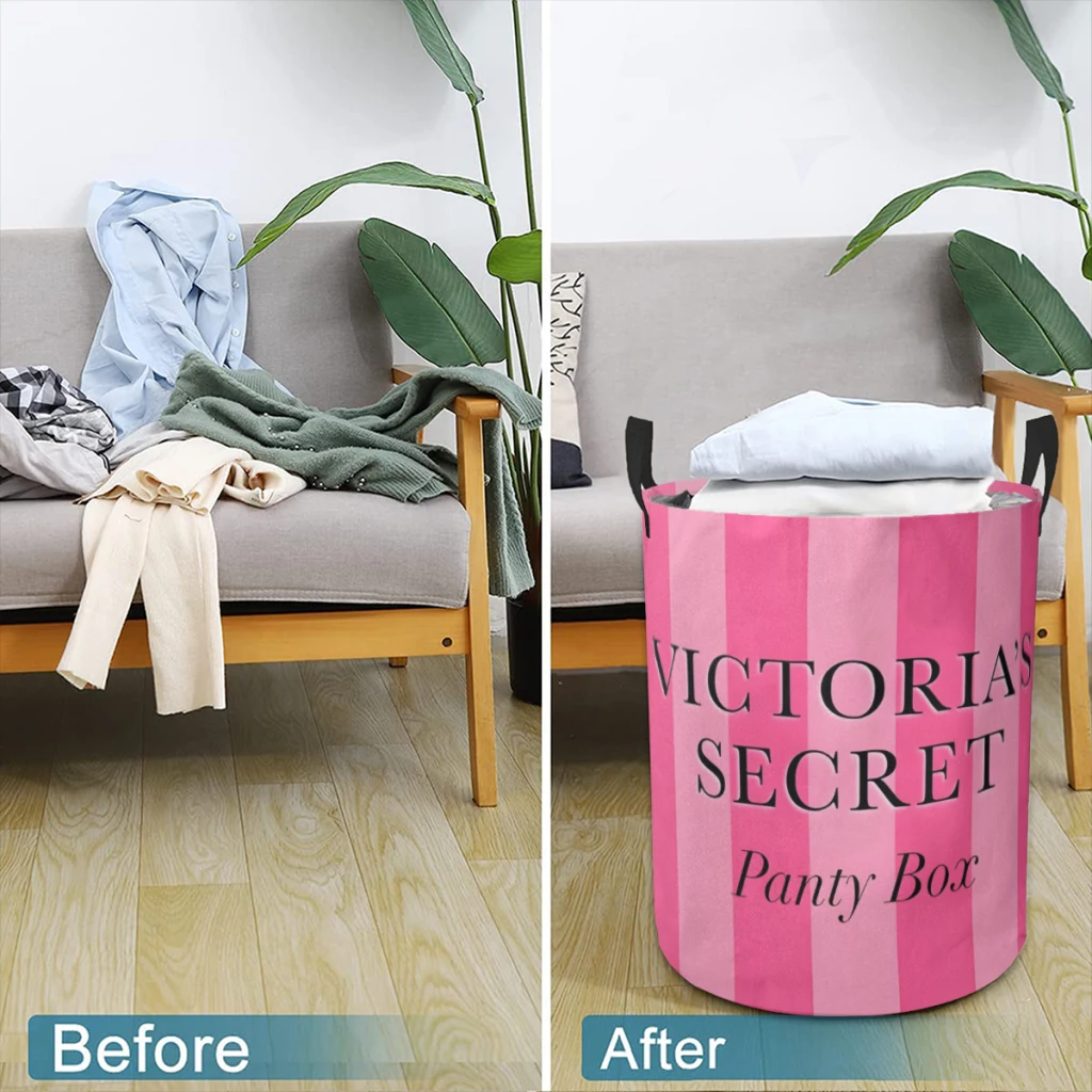 Розовый-настоящий-V-ictoria-S-секрет-стиль корзина для белья тканевая складная