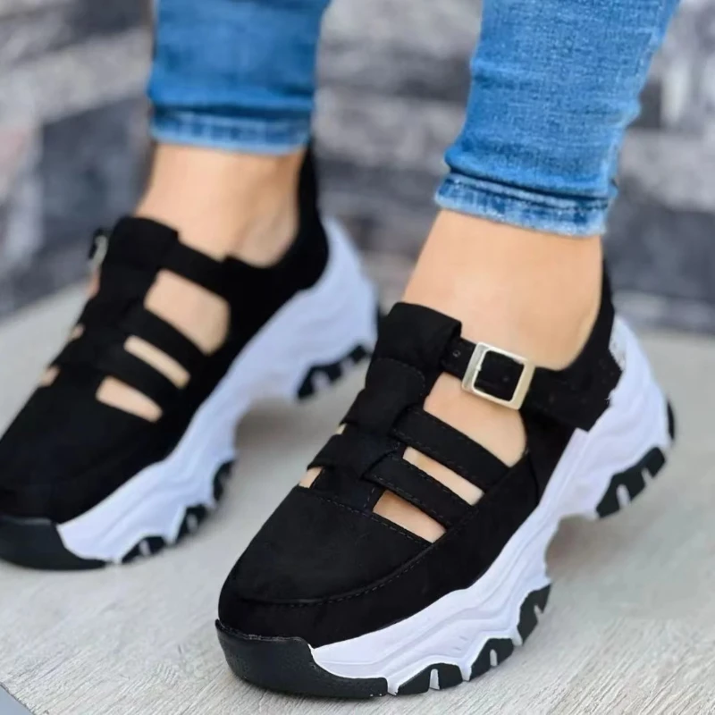 

Women's Casual Sandals Sports Shoes 2023 New Thick-soled Fashion Casual Buckle Flat Shoes Women Vulcanized Shoes Plus Size 43