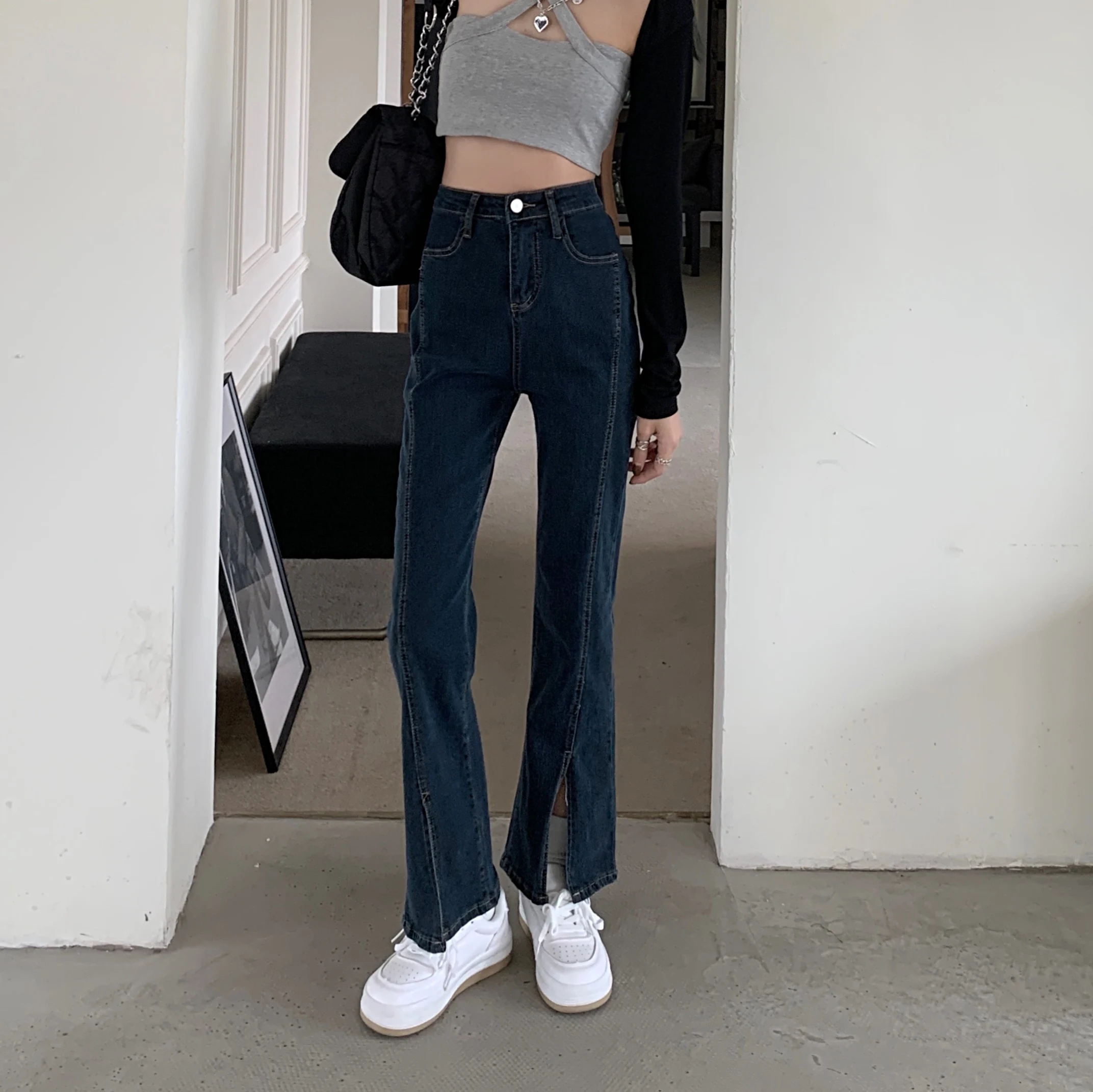 

Женские новые свободные облегающие джинсы DD1669 с высокой талией