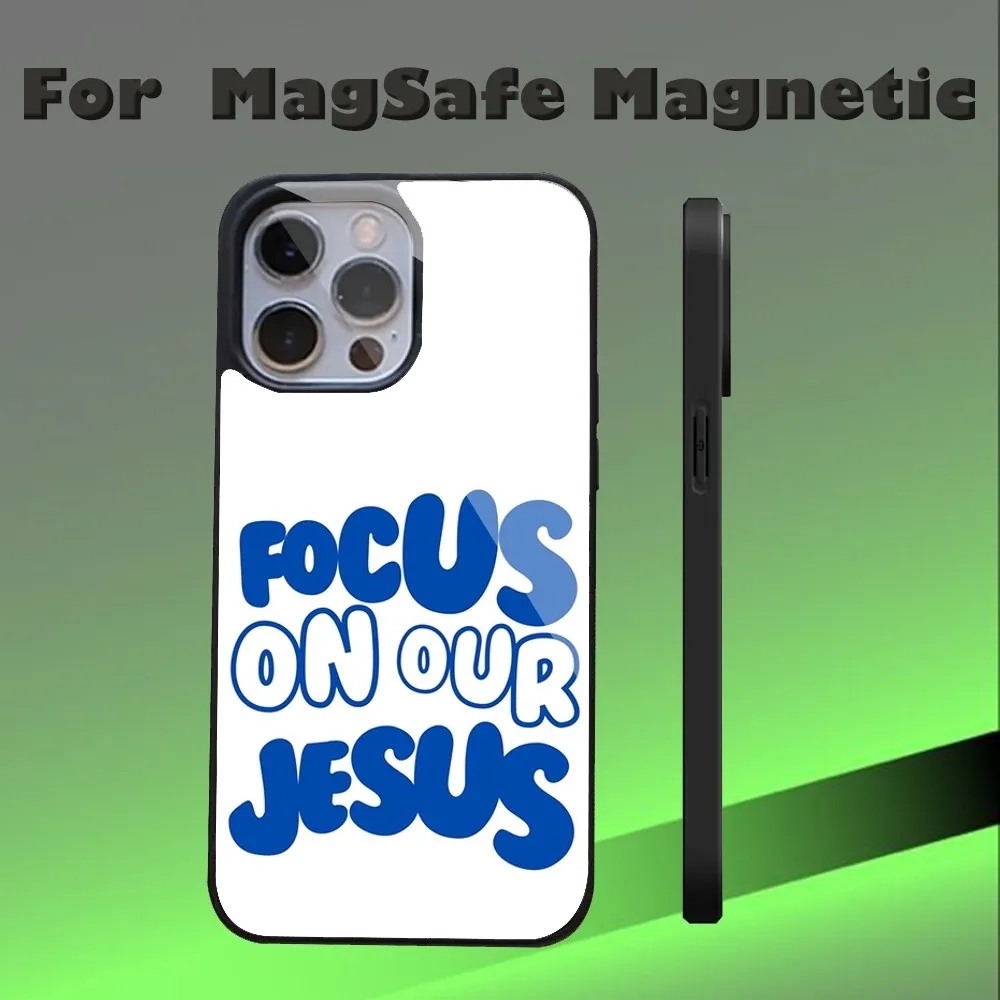 F-Faith Jesus Art Words Phone Case For IPhone 16 15 14 13 Pro Max 11 12 Mini Alex Mirror Magsafe Wireless Charging Cover