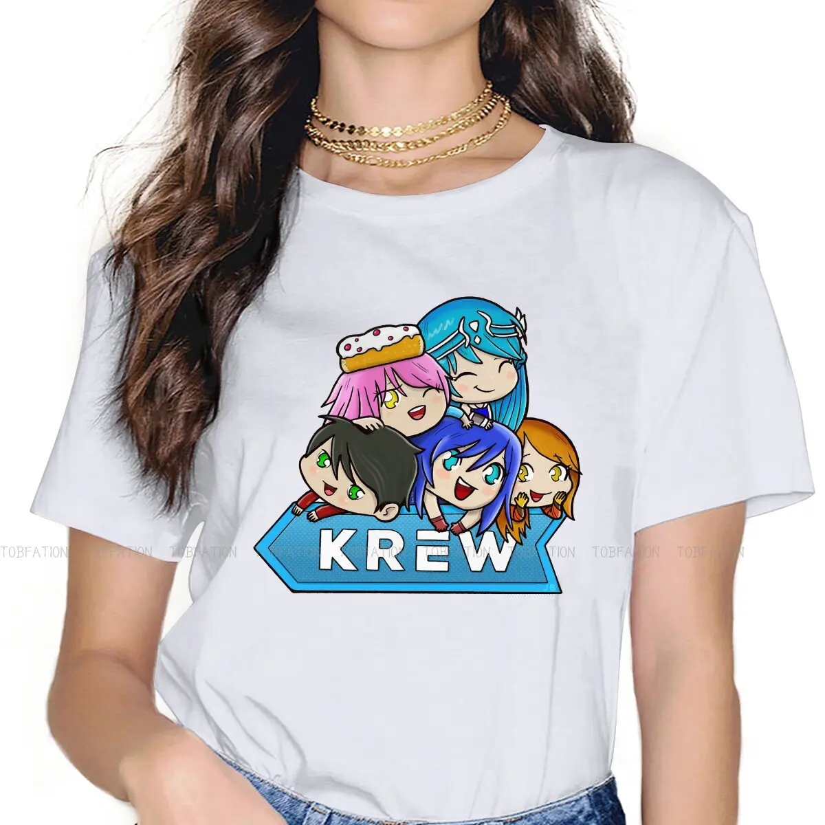 

Krew Pile Up Women Clothing Gacha Life Casual Game Graphic Female Tshirts Vintage Grunge Loose Top Tee Kawaii Girls Streetwear