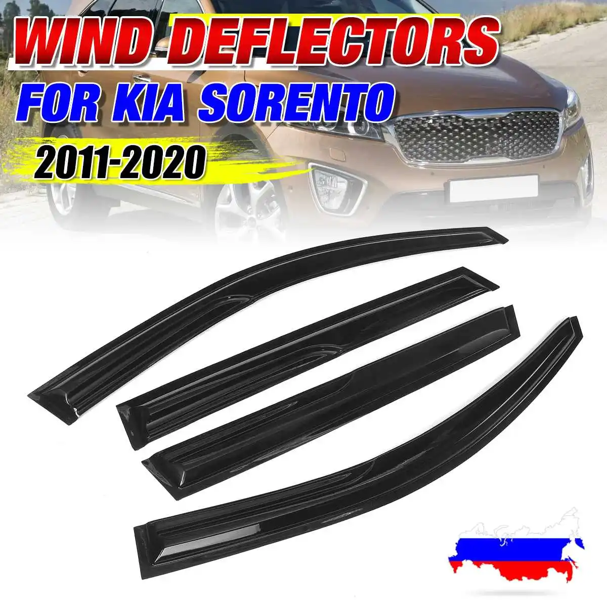 

Car Awnings Shelters Side Window Wind Visor Rain Guard Vent Deflectors Tinted Shied Door Visor For Kia For Sorento 2011-2020