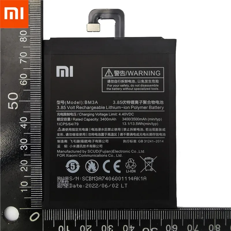 Оригинальный телефонный аккумулятор Xiao Mi BM3A для Xiaomi Note 3 сменный 3500 мАч батареи
