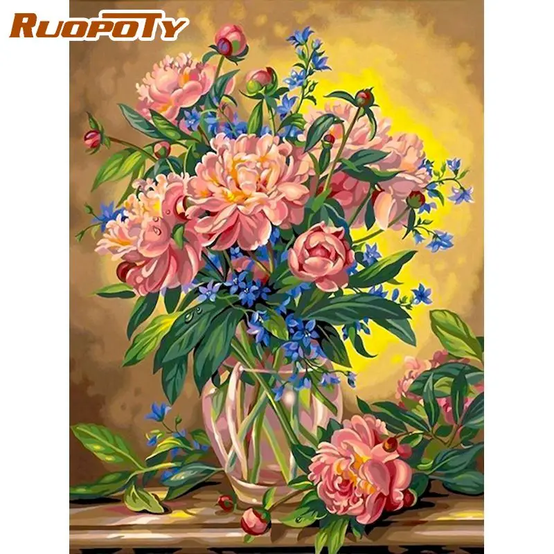 

RUOPOTY Diamond Painting DIY Flowers Full Square/Round 5d Diamond Mosaic Cross Stitch Handmade Gift Home Decor