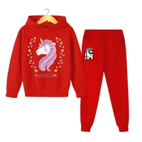 unicorn childrens set 2022 new 4 14year childrens printed hoodie fashion cartoon style unicorn winter girl baby unicorn hoodie