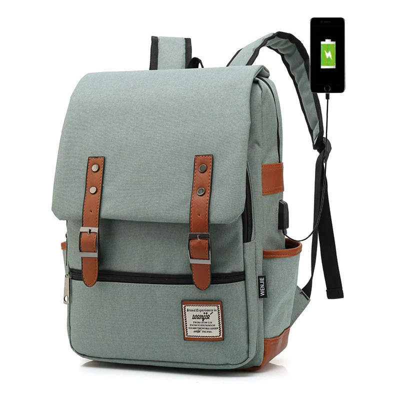 

Vintage Laptop Backpack for Women Men College Travelling oem Backpack Casual Daypacks with USB Charging Port