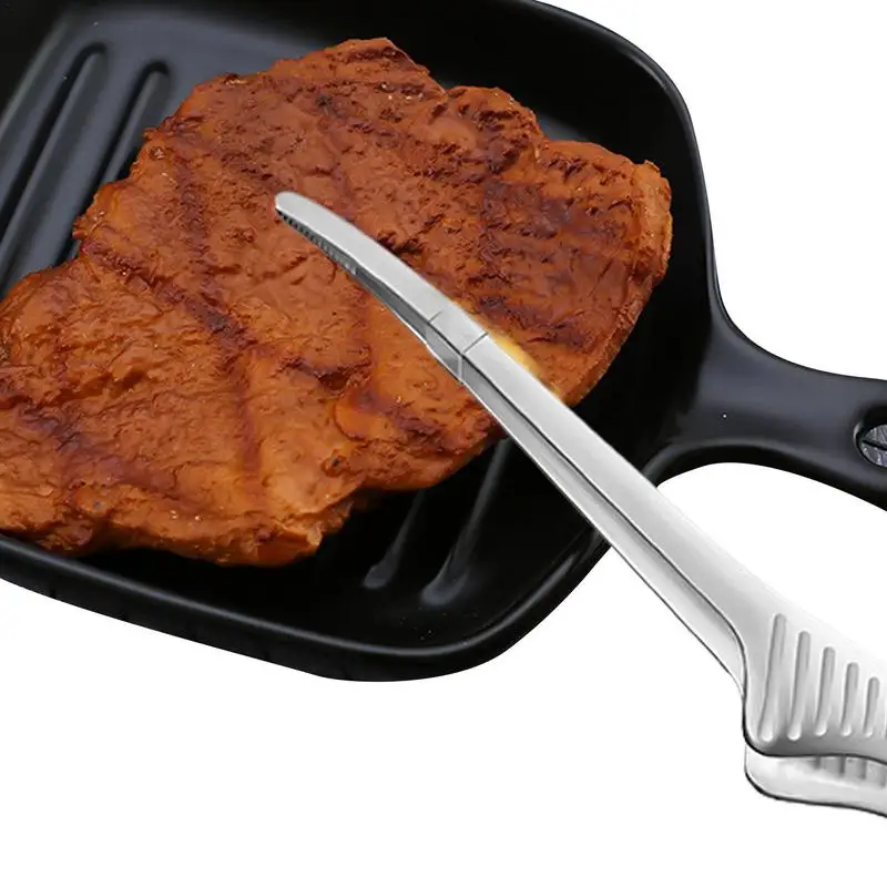 

Stainless Steel Toaster Tongs One-Piece Molding Non-Slip Kitchen Tongs Reusable Baking BBQ Buffet Steak Clip Kitchen Tongs For