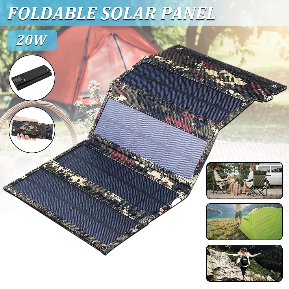 

20W Folding Solar Panel 5V Solar Cell Portable Sun Power Waterproof Outdoor Folding Solar Panel Single Phone Mobile Power Bank