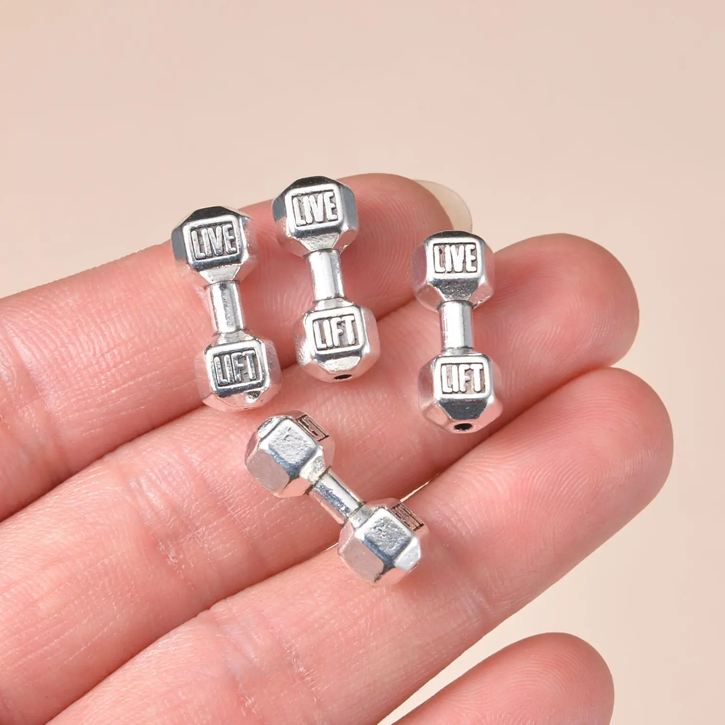 

Dumbbell Weightlifting Small Hole Bead Sport Live Lift Beads Charms for DIY Jewlery Findings Jewelry Making Accessories