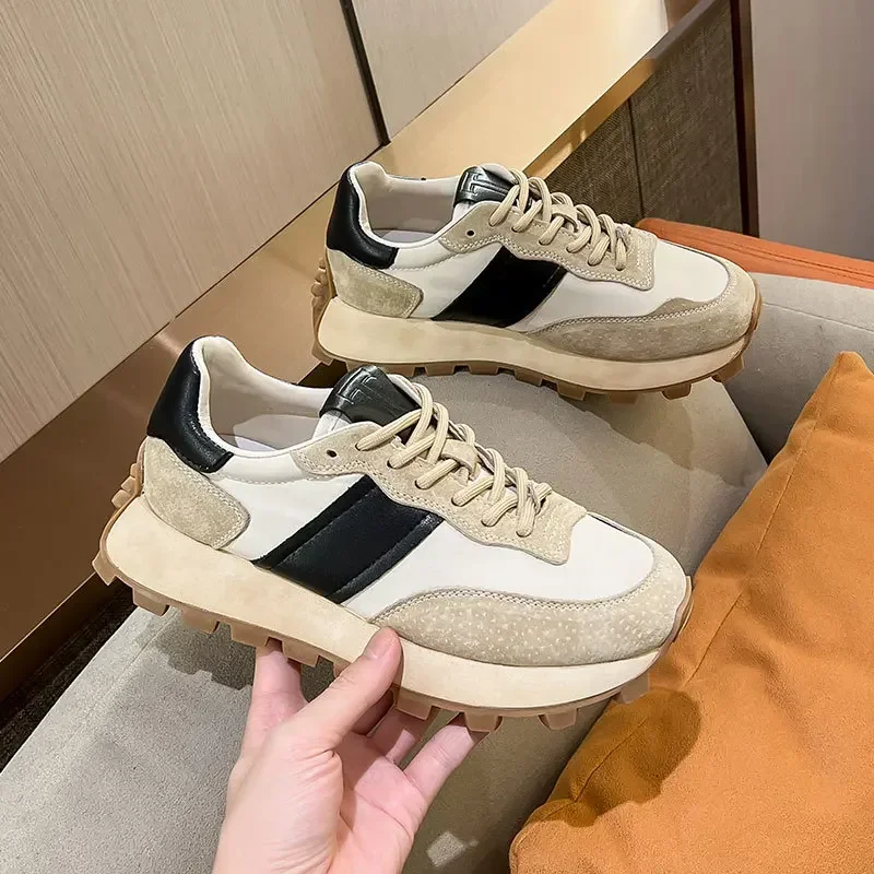 

Forrest Gump Shoes Women's Autumn New European Genuine Leather Sport Casual Versatile Thick soled Daddy Shoes in Fashion