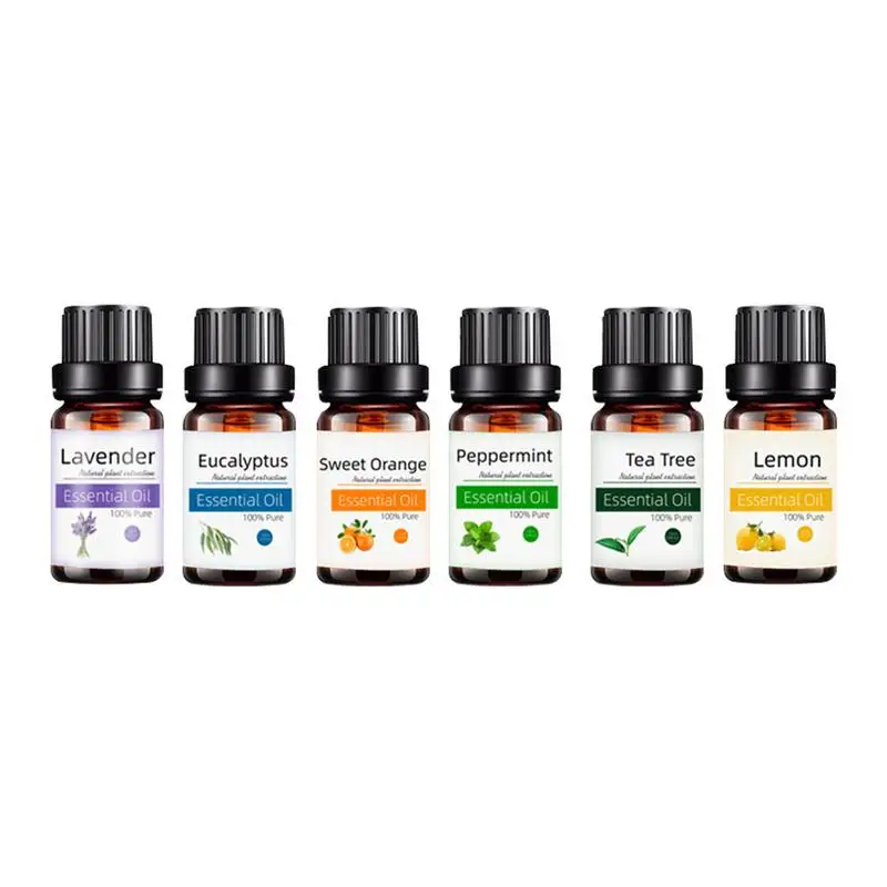 

100 Natural Essential Oil Set 10 Ml X 6 Pieces Of Essential Oil Humidifiers Scented Fragrance Oils For Soap Candles Bath-Bombs