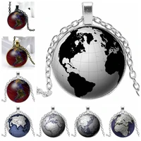 2020 new globe 3 color necklace glass convex round personality badge pendant necklace gift wholesale