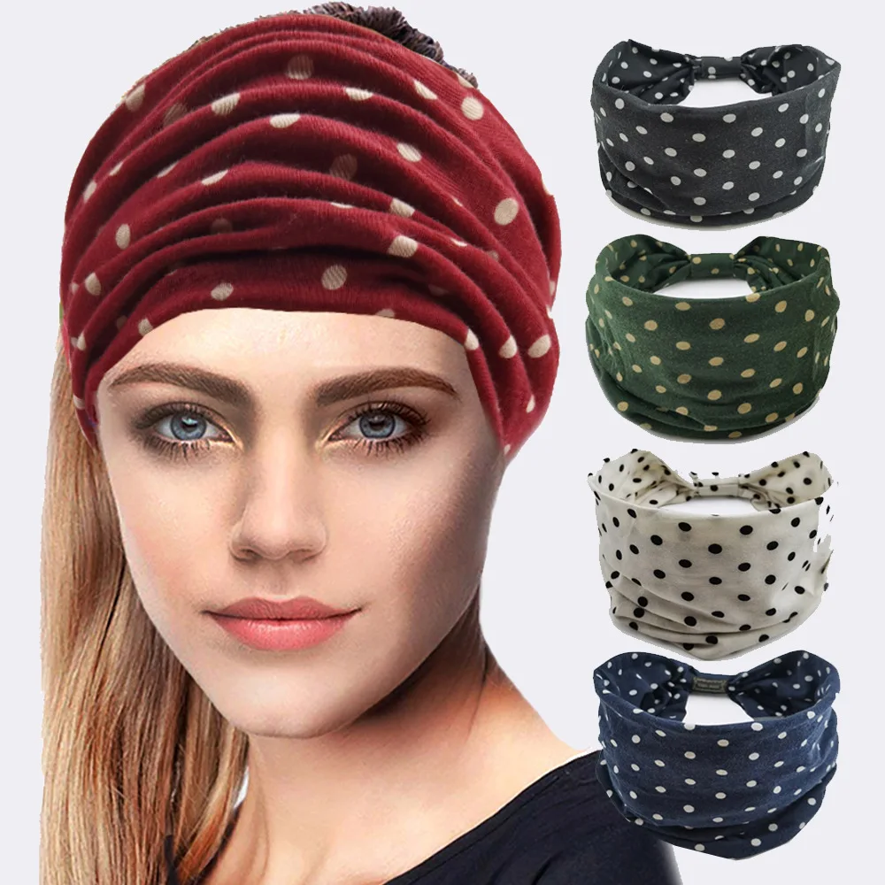 

Extra Wide Elastic Headband Sport Yoga Running Antiperspirant Headbands Vintage Print Cotton Head Scarf Leopard Rainbow Headband