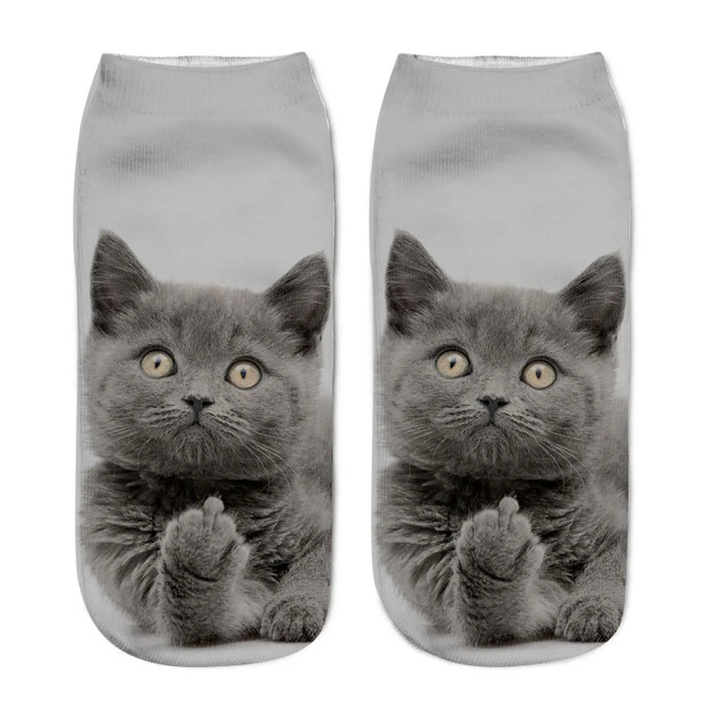 

New 3D Print Funny Cute Cartoon Kitten Unisex Short Socks Creative Colorful Multiple Cat Face Happy Low Ankle Socks For Women