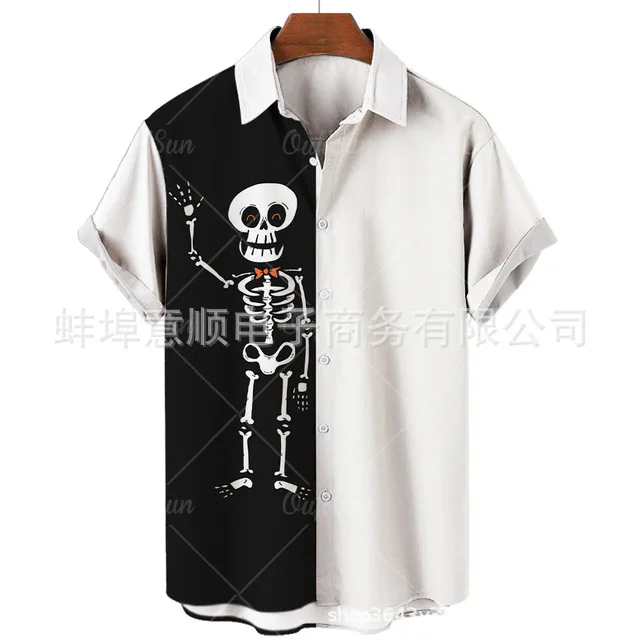 Oversize Men's Clothing Free Shipping Men's Dress Shirts for Mans Male Cardigan Social skull Shirt Harajuku Work Clothes Man Top