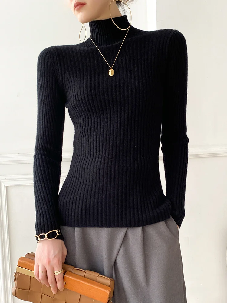 

2022 New Women Turtleneck Sweater Autumn Winter Warm Sweater Pullover Wool Knit Sweaters Long Sleeve Top Knitted Jumper Female