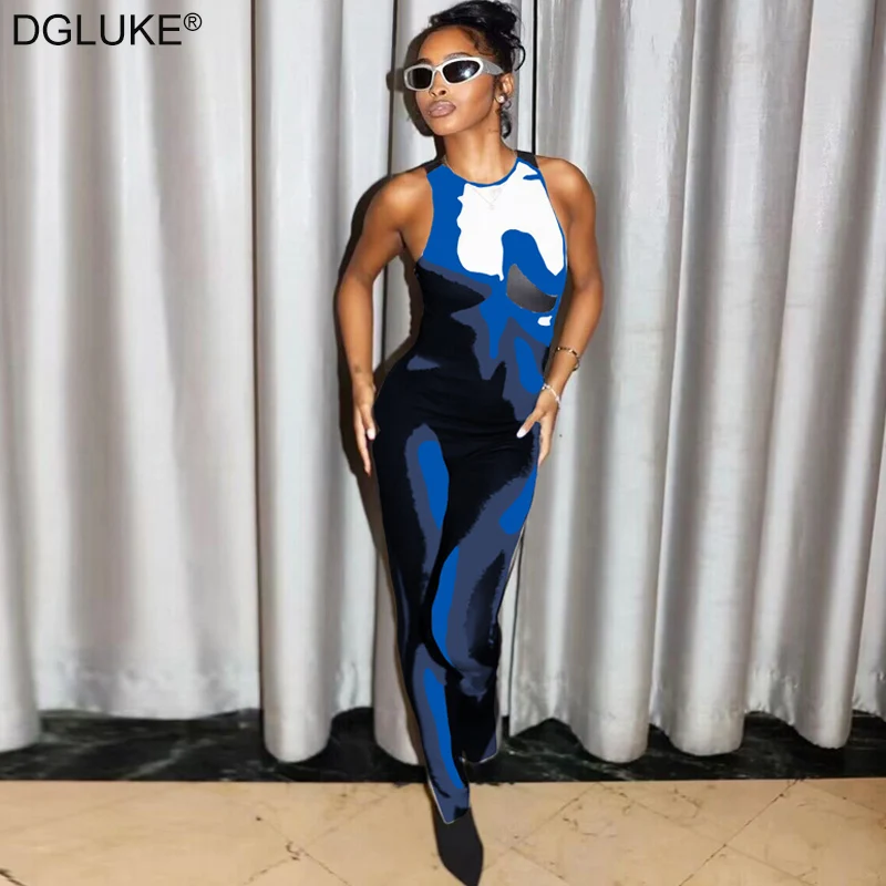

3D Body Print Jumpsuit Women Sleeveless Backless Body Tight-Fitting Woman Playsuit Summer Night Club Outfit Y2K Clothes