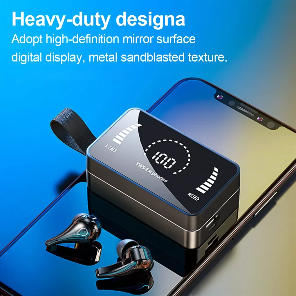 

H3 TWS Wireless Headphones Mirror Screen LED Display Bluetooth-compatible Earphones 3500mAh Charging Box 9D Earbuds Headset