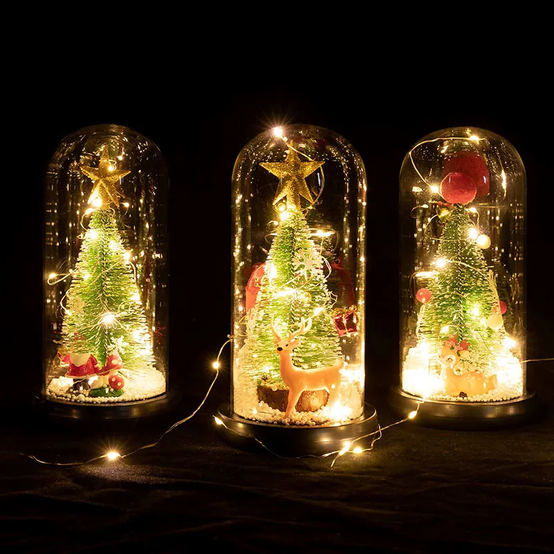 

Natal Tree Elk Santa LED Light Foil Flower In Glass Cover Christmas Decorations for Home Navidad Ornaments New Year Gifts Noel