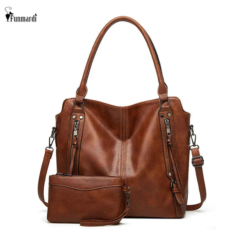 

FUNMARDI 2 Pieces Women Bags Set Fashion Classic Female Handbag and Purse PU Leather Shoulder Crossbody Bag Large Tote WLHB3312