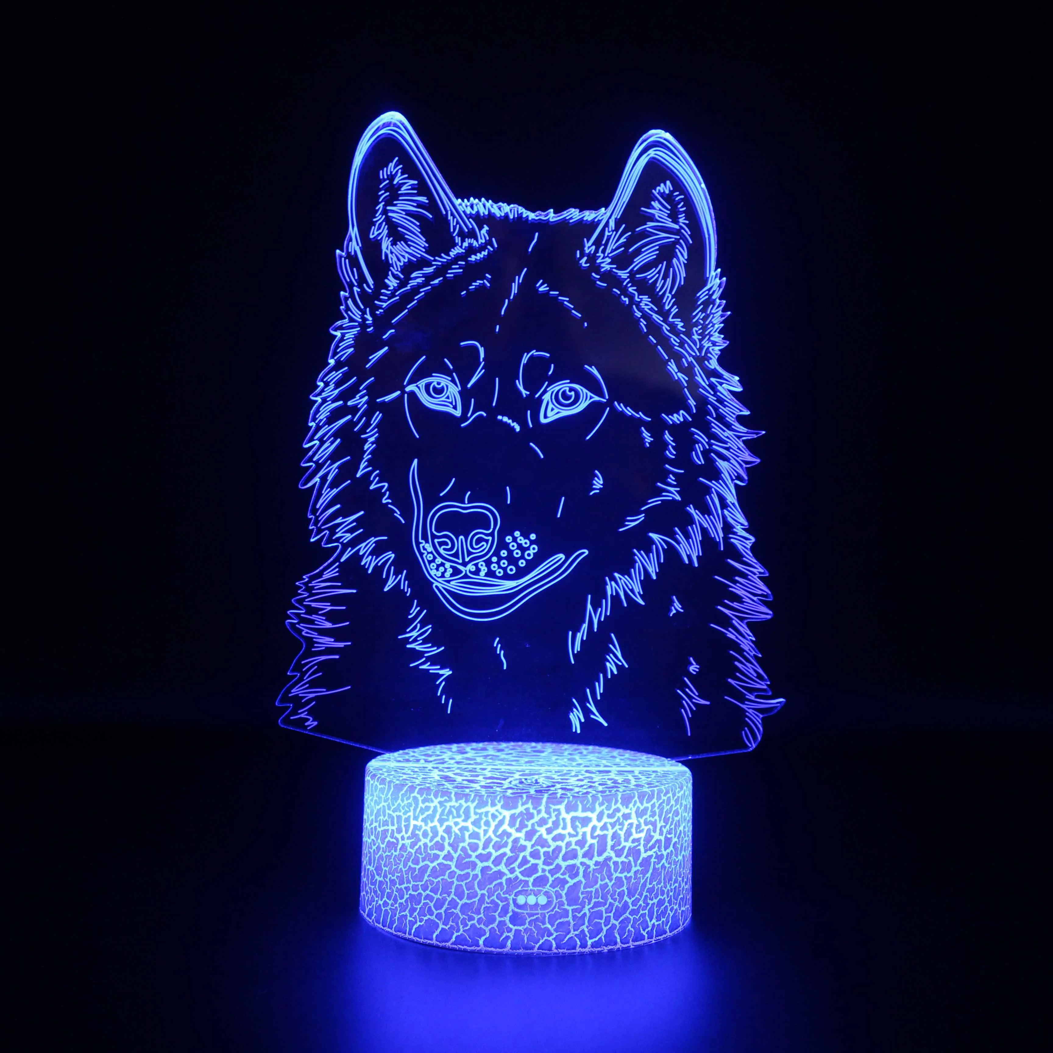 

Wolf Head Nightlight 3D Illusion Lamp 16 Colors Remote Control Atmosphere Desk Lighting Acrylic LED Light Prize Gift for Boys
