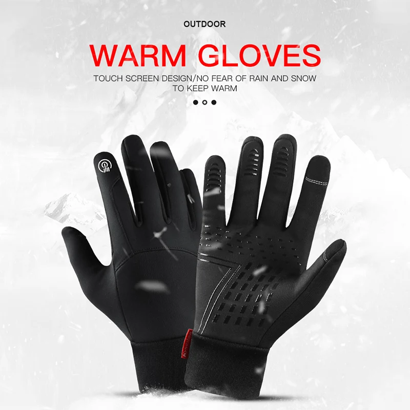 

Зимние теплые перчатки, плюшевые Нескользящие водонепроницаемые перчатки, перчатки для занятий спортом на открытом воздухе, бега, велоспор...