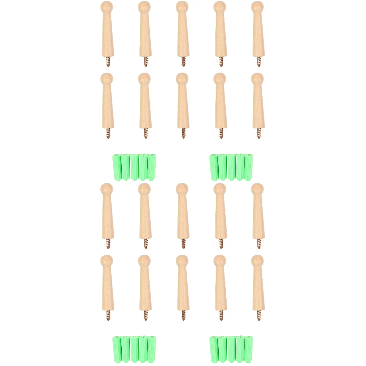 

20 Pcs DIY Natural Wooden Coat Hooks Wall Mounted Vintage Organizer Hangers