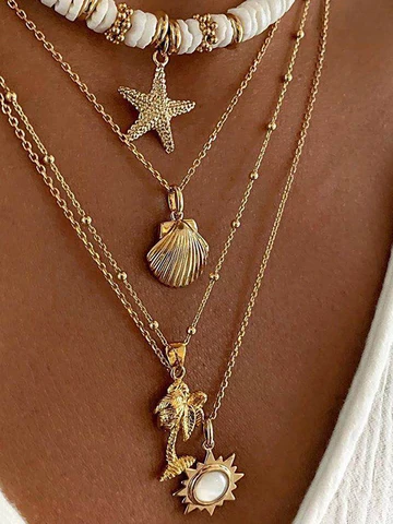 Женское многослойное ожерелье с цепочкой в богемном пляжном стиле, 2 шт.