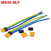 1pcs free shipping 10cm mr30 with wire male female connector plug with sheath for rc lipo battery rc multicopter airplane