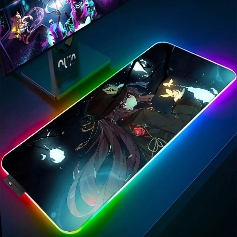 

OUIO RGB Gaming Mouse Pad USB Mousepad Non-Slip Rubber Base and Waterproof Soft Mouse Mat for MacBook PC Laptop LED Desk Pad