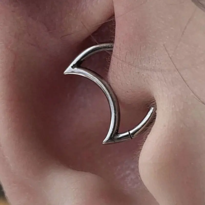 F136 Titanium Antiallergic 16G Moon Septum Piercing Nose Ring Tragus Cartilage Earring Lip Stud Zircon Clicker Hoop Body Jewelry