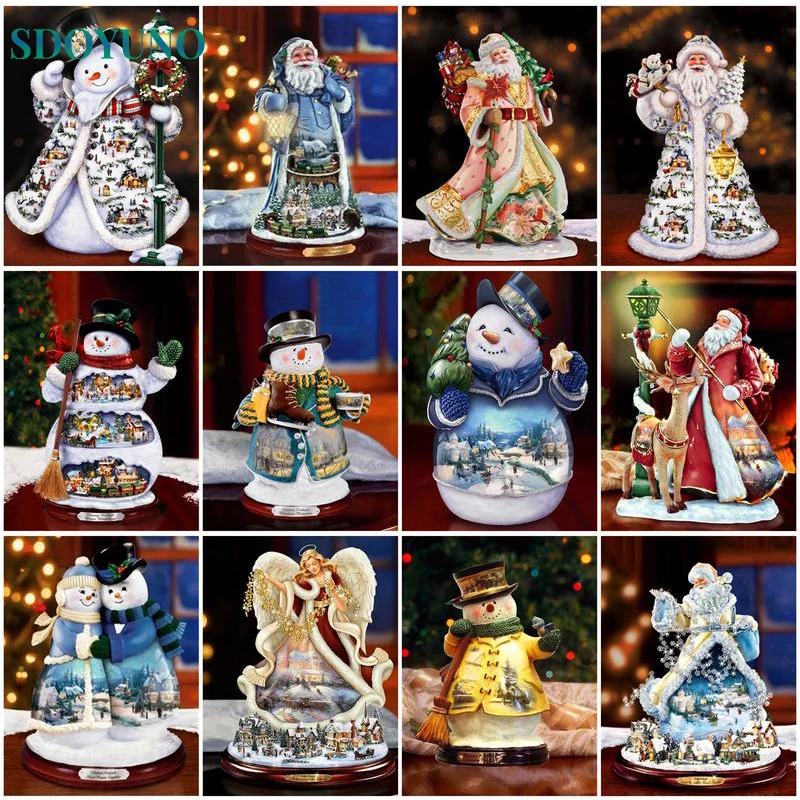 

SDOYUNO Painting By Numbers New Arrival Christmas DIY Santa Claus Canvas Painting Kits Acrylic Paint Coloring By Numbers Adults