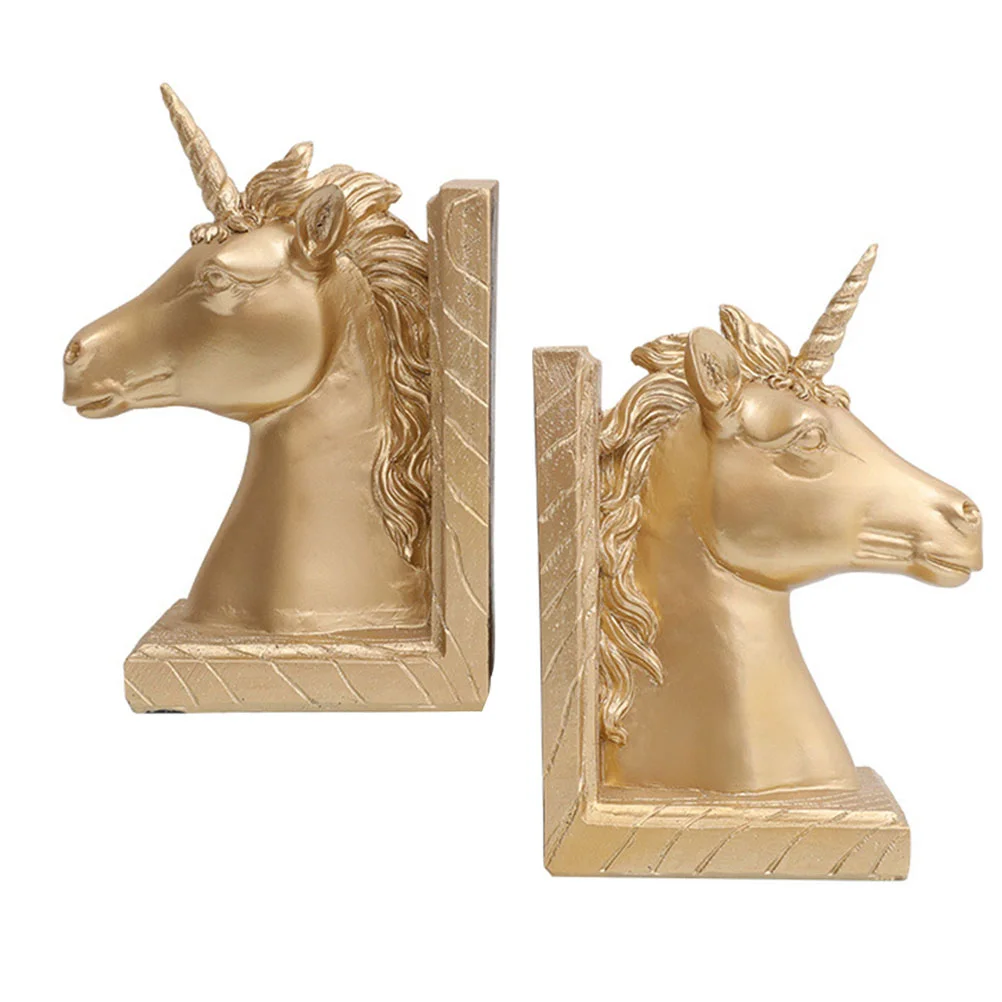 

Gift Desktop Decorations Library Decoration Golden Unicorn Bookshelves Resin Fixator Display Organizer