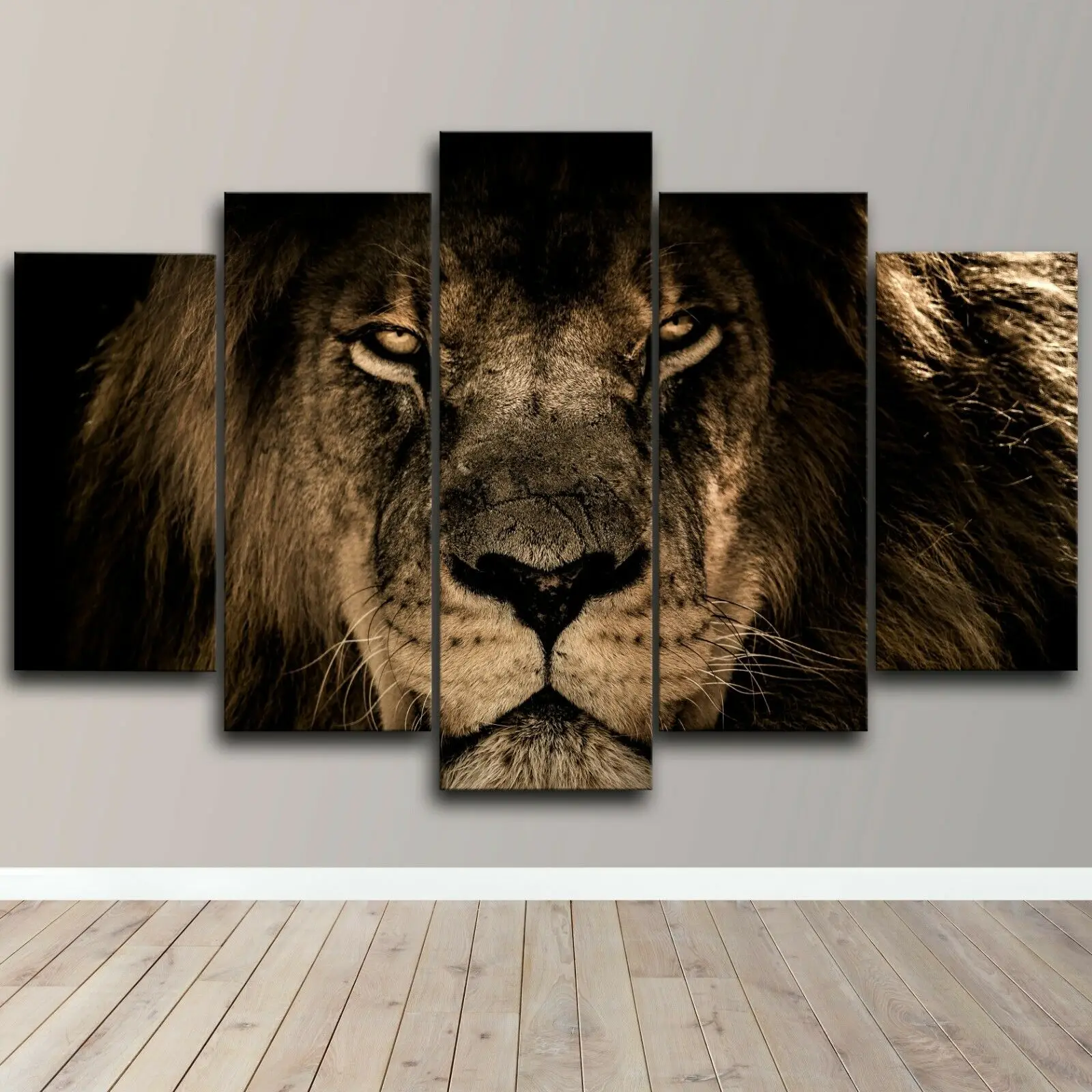 

5 шт., настенные картины с абстрактным изображением злого льва