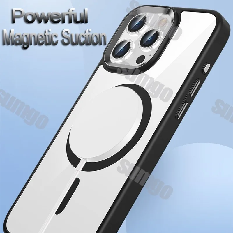 Новый модный роскошный прозрачный чехол Magsafe с беспроводной зарядкой для iPhone 16 15
