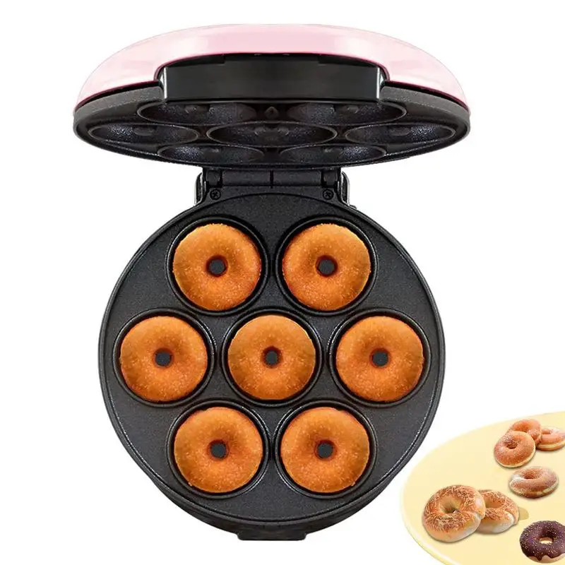 

Mini Doughnut Maker Mini Cake Donut Machine Double-sided Heating Make 7 Donuts Electric Donut BakerNonstick Donuts For Bread
