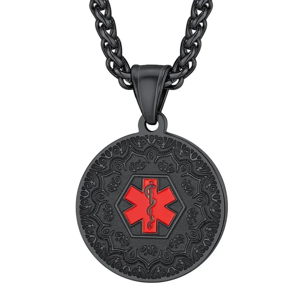 Ожерелье с подвеской из нержавеющей стали для медицинского оповещения мужчин и