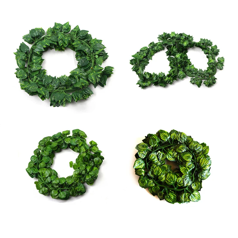 240cm Leaf Vine Artificial Hanging Plants Liana Silk Fake Ivy Leaves For Wall Green Garland Decoration Home Decor Party Vines - купить по