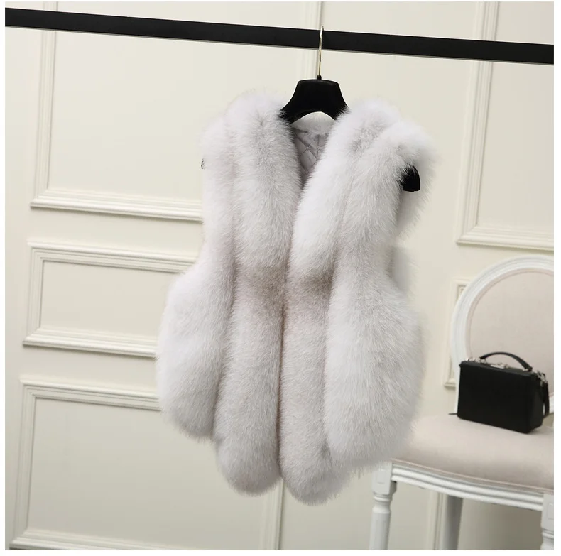 ICCLEK 2019 imitation fox fur grass new fashion fur vest women's medium length Haining Korean jacket