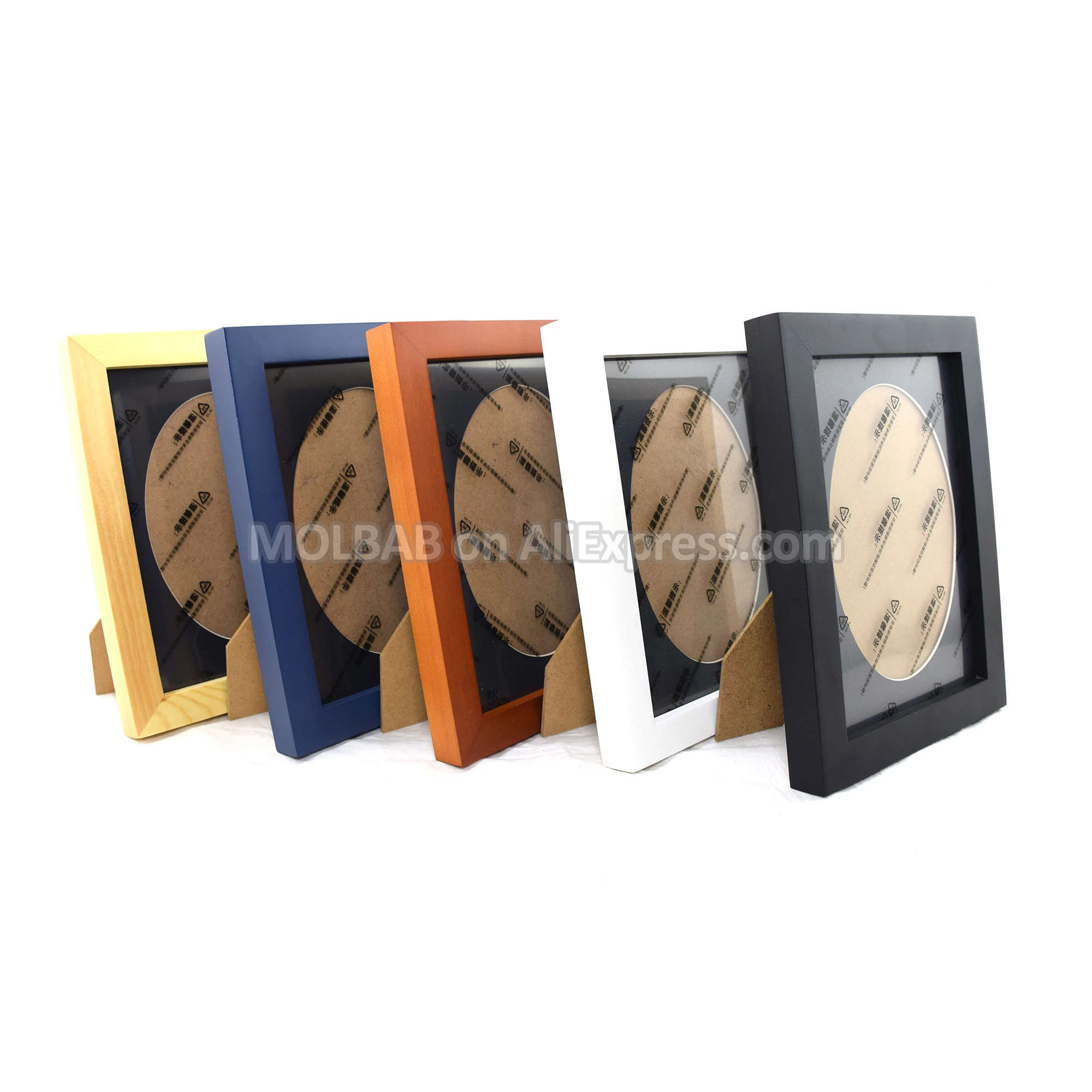 7x5 Inch Wooden Tabletop Picture Frame With Black Oval-Holed Photo Mat Wall Mounted Brief Style Flat Molding Border Decoration