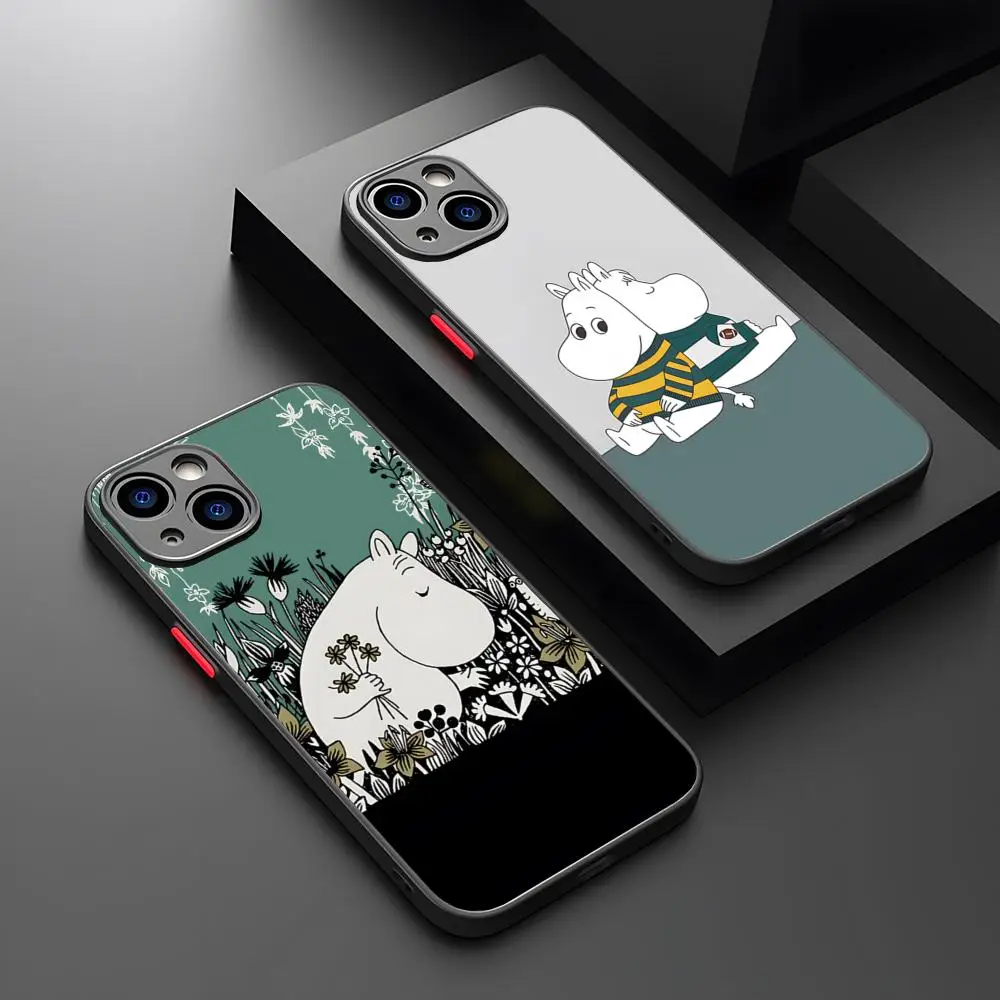 Anime M-Moomin-Hippo Phone Case Matte Transparent For 16 15 IPhone 12 11 13 Pro Max X XR 8 Plus Back Cover