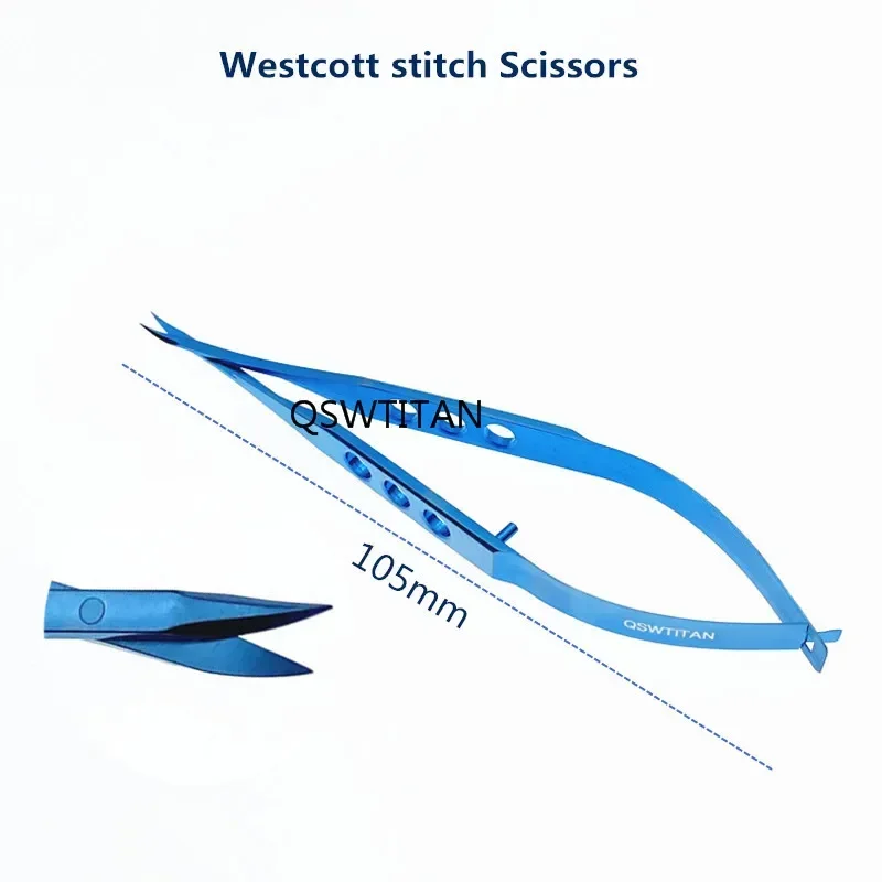 Титановые офтальмологические ножницы с изогнутым кончиком для стежков Westcott