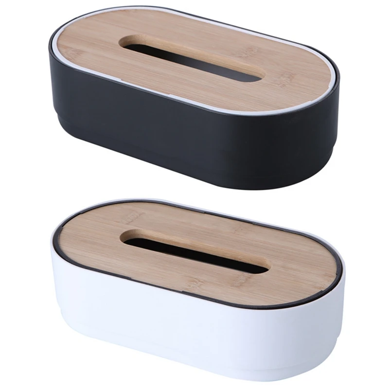 

Tissue Box Wooden Cover Solid Color Tissue Box With Groove Multifunctional Household Coffee Table Tissue Storage