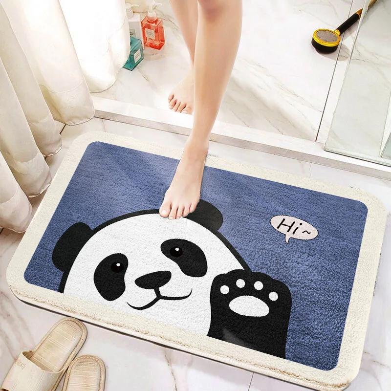 

Hi Panda Hello Bear Plush Rug Soft Doormat Floor Mat Carpet Home Living Bath Room Anti Slip Imitation Cashmere