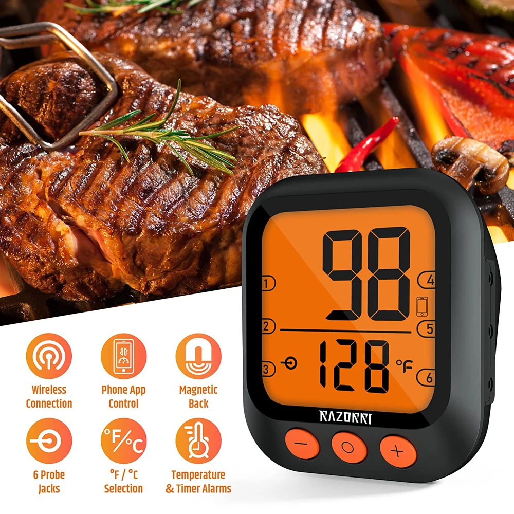 

Tuya Smart Digital Meat Thermometers Bluetooth Remote Wireless Cooking Food Barbecue Thermometer With Probes APP Alarm Control